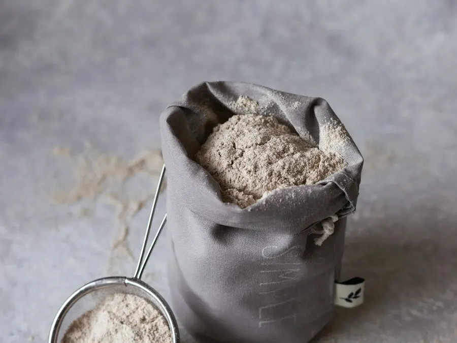 A sack of flour with a sieve
