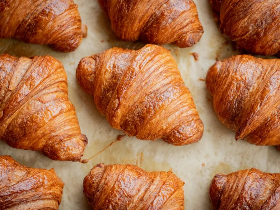 Butter croissants on a tray