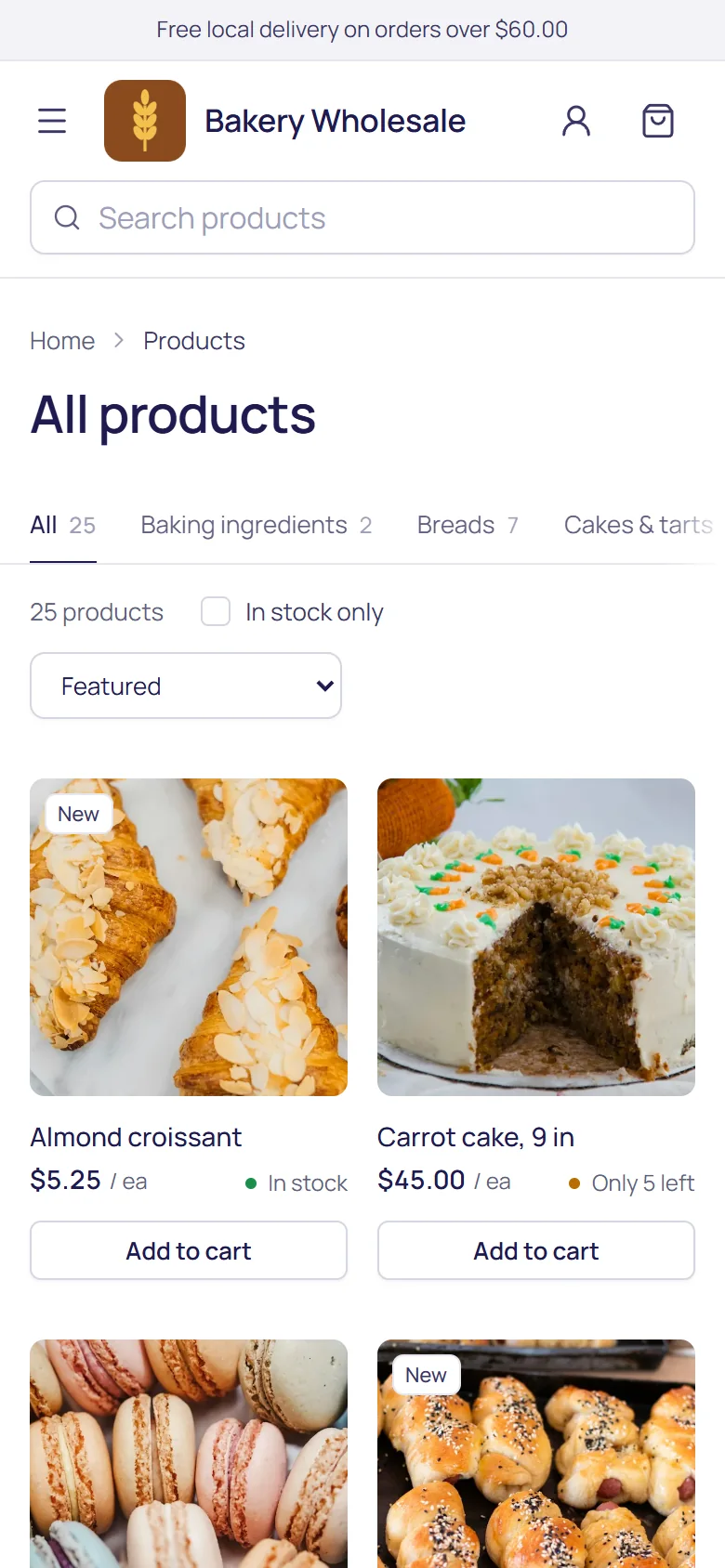 The online store on a phone